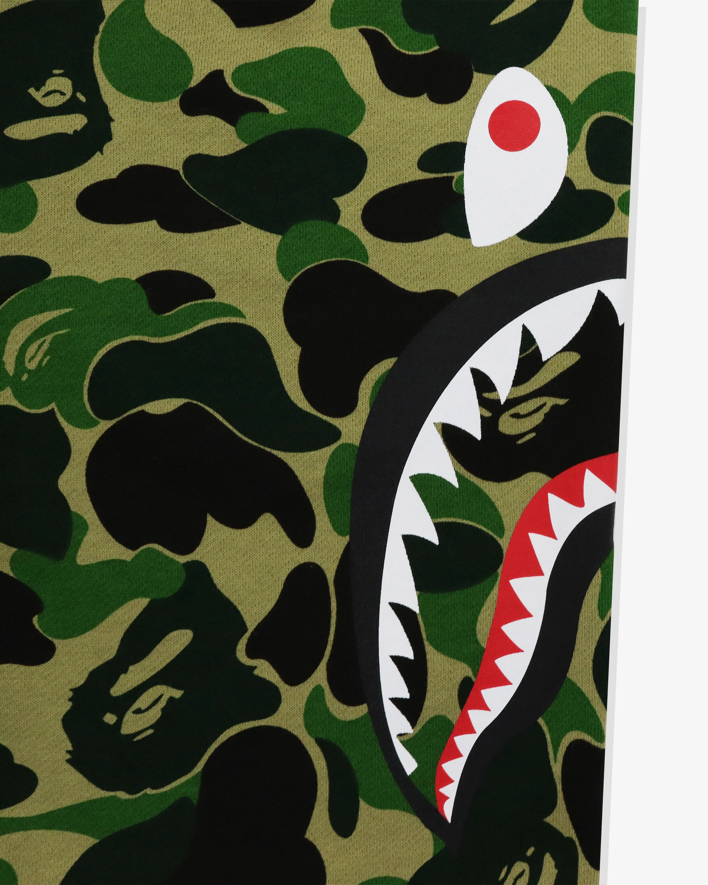 BAPE BIG ABC CAMO SIDE SHARK SWEAT SHORTS - GREEN