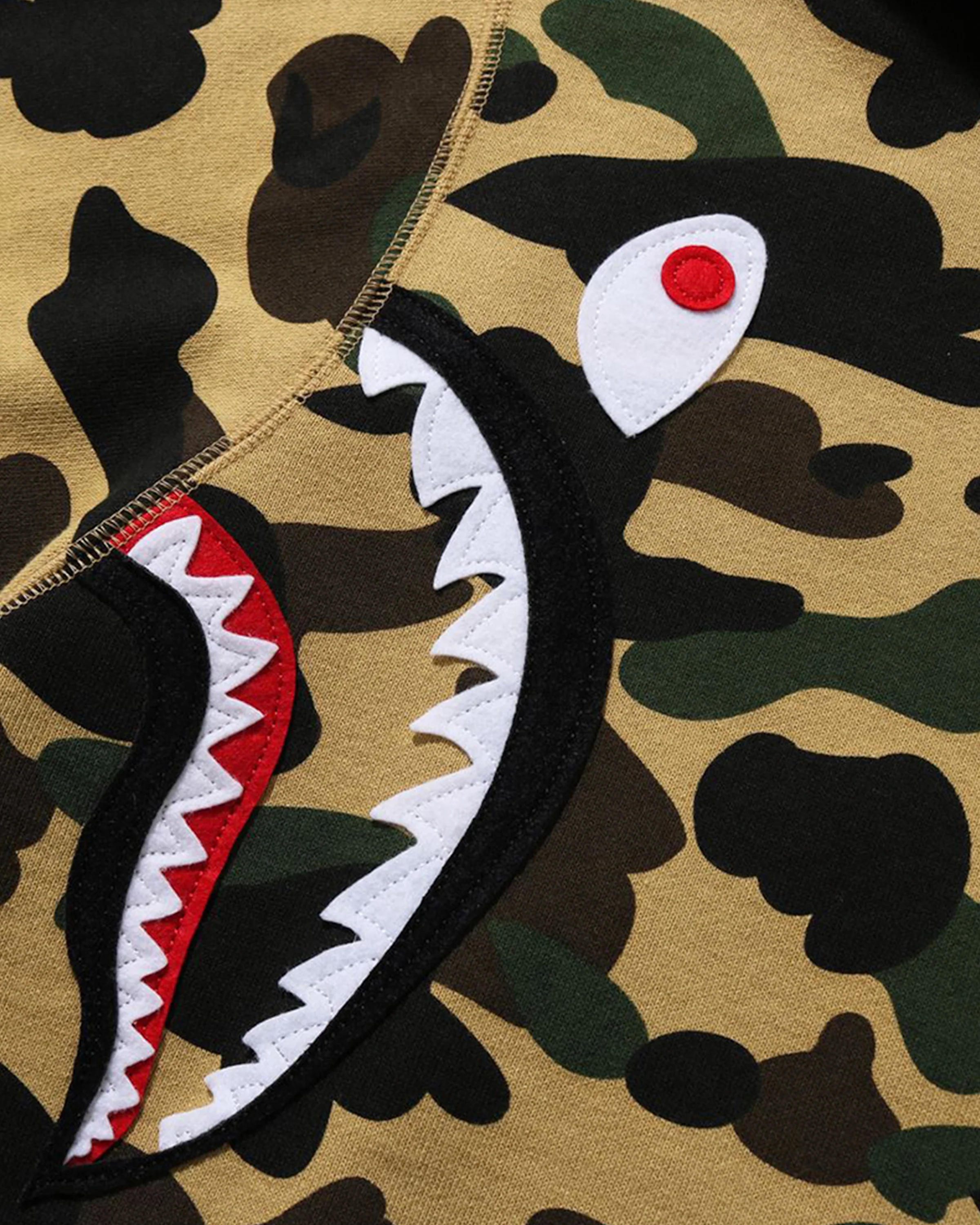 BAPE 1ST CAMO MULTI SHARK FULL ZIP HOODIE - YELLOW